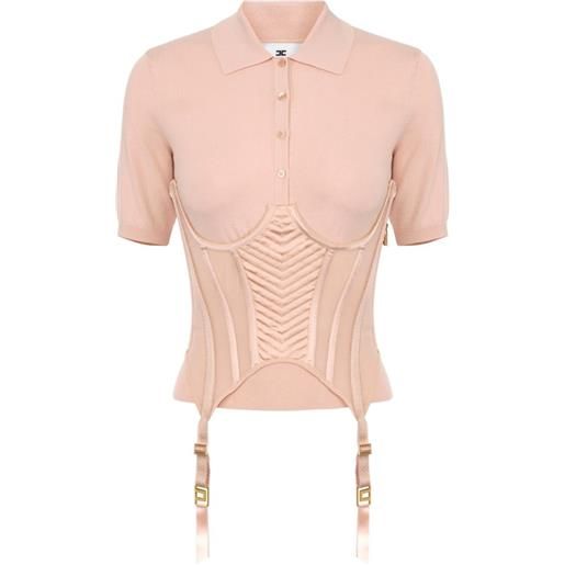 Elisabetta Franchi polo stile corsetto - toni neutri