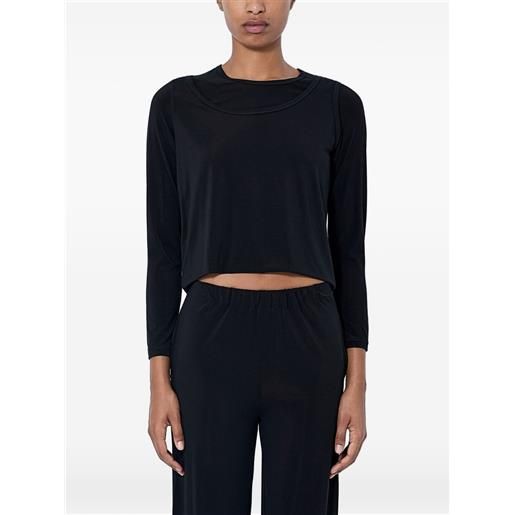 Issey Miyake top crop a maniche lunghe - nero