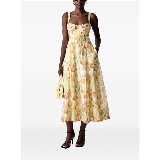Bardot abito adaline midi con stampa a fiori - giallo