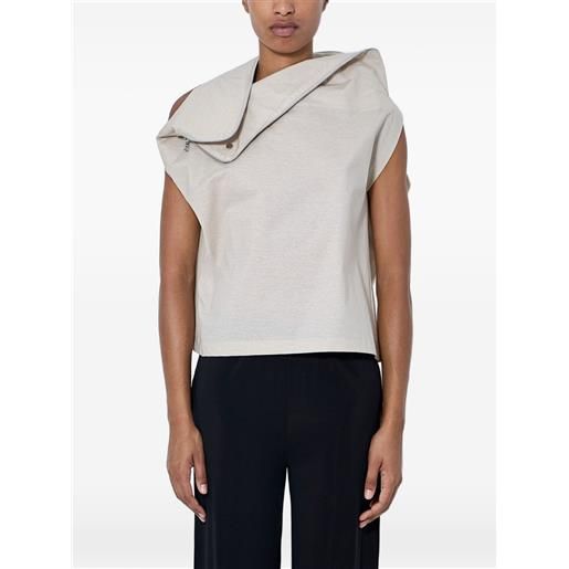 Issey Miyake top asimmetrico con zip - toni neutri