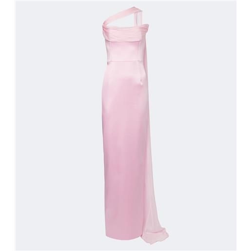 The New Arrivals Ilkyaz Ozel abito lungo julietta in raso con sciarpa