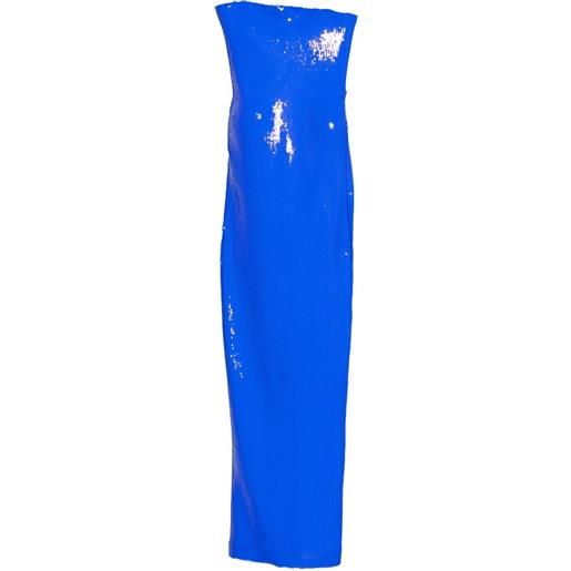 David Koma abito lungo senza spalline con paillettes - blu