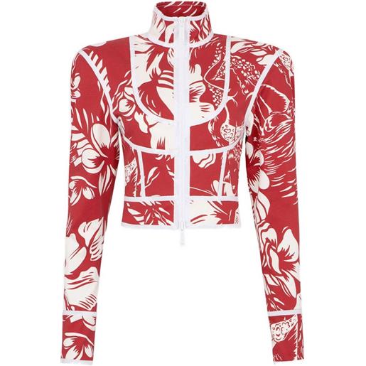 DSQUARED2 giacca floreale con zip - rosso