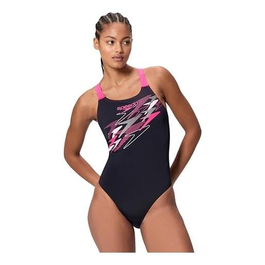 Speedo medley logo medalist one piece costume da bagno per donna, nero, 32