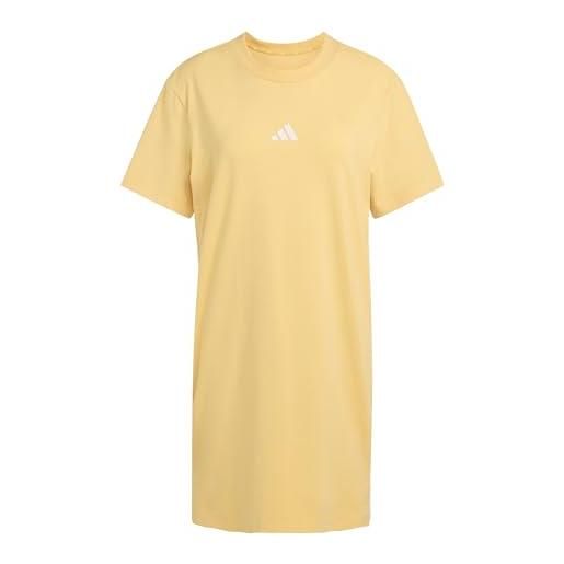 adidas femme essentials 3-stripes tee dress, semi ice tangerine/white, xs