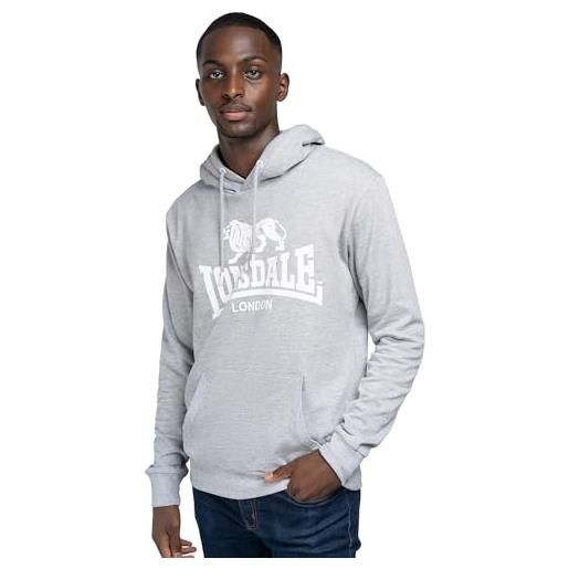 Lonsdale london fremington uomo felpa con cappuccio grigio m 90% cotone, 10% viscosa regular