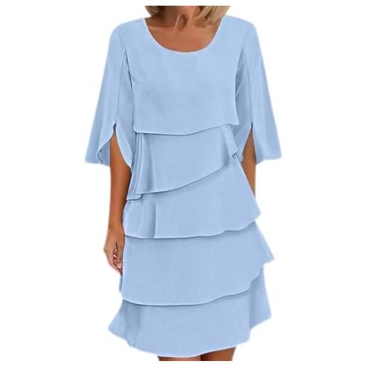 Generico abito elegante da donna con maniche a balze stratificate, abito ampio e fluido in chiffon con maniche spaccate, stile senza sforzo per ogni occasione, abito dal taglio morbido con scollo