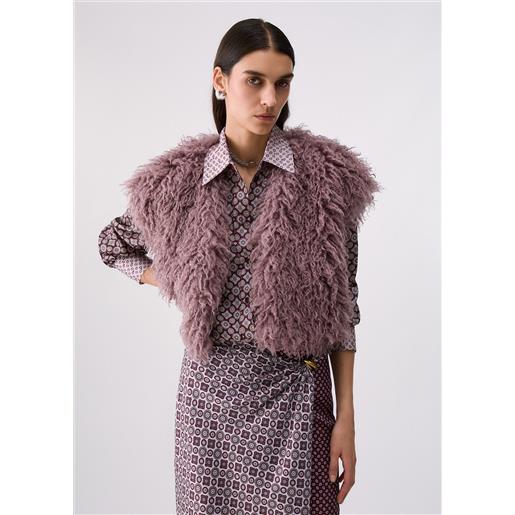 Liu jo gilet cropped in teddy, rosa