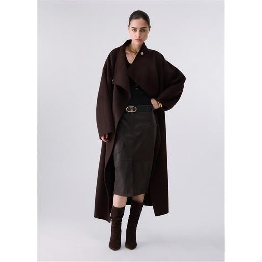 Liu jo cappotto oversize in lana, moka