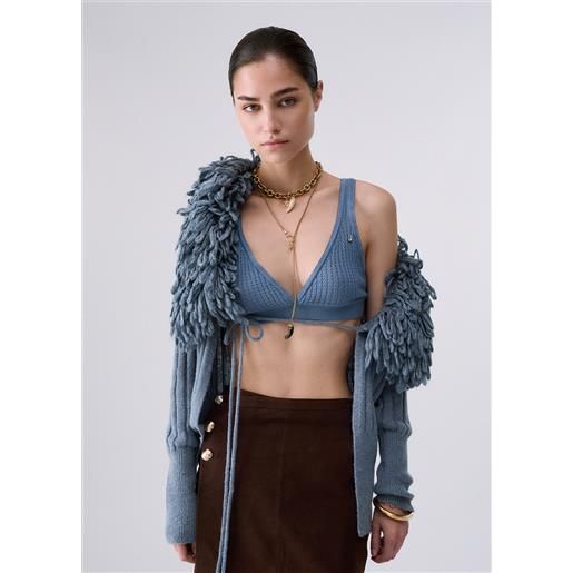 Liu jo top in pura lana, azzurro