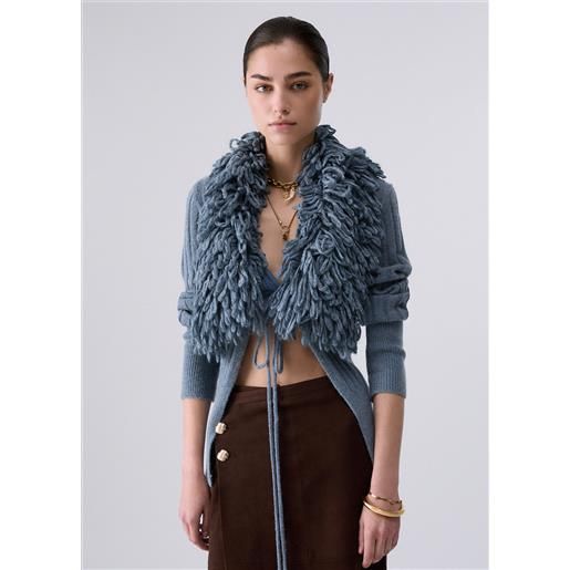 Liu jo cardigan in lana e alpaca, azzurro