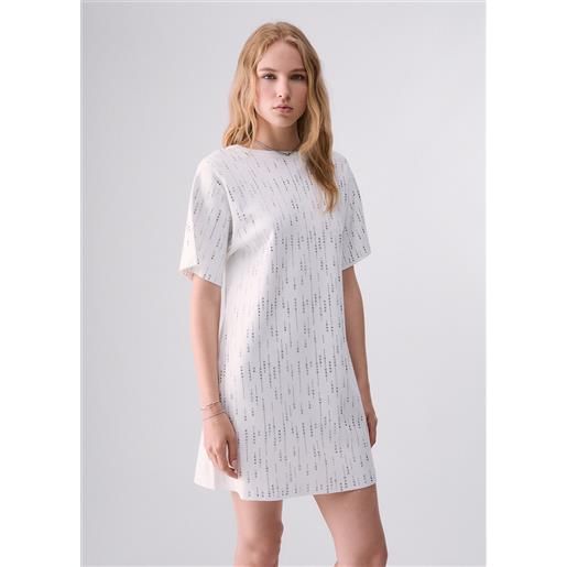 Liu jo abito in maglia con strass, bianco/strass