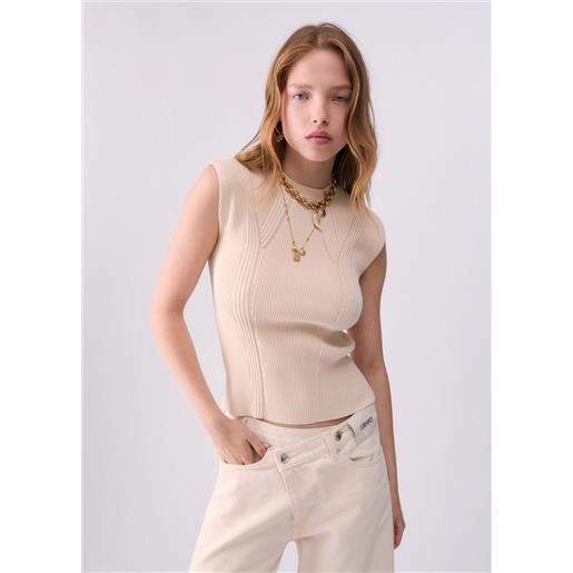 Liu jo top in maglia, panna