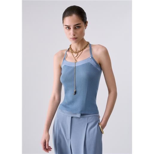 Liu jo top in maglia con incrocio, azzurro