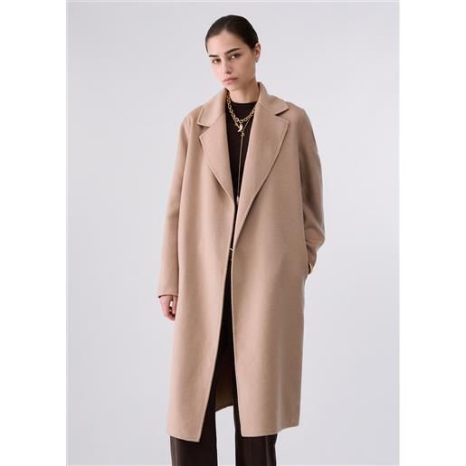 Liu jo cappotto lungo con cintura gioiello, beige