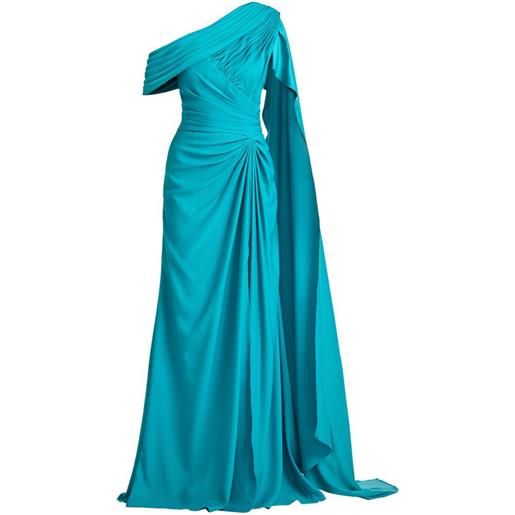 Tadashi Shoji abito monospalla lungo drappeggiato - blu