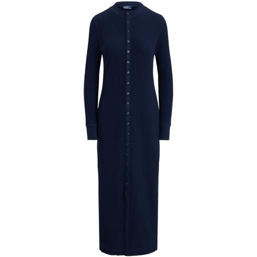 Polo Ralph Lauren abito lungo in cotone con trama a nido d'ape - blu