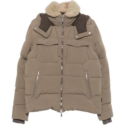 Moorer giacca imbottita con colletto in shearling - toni neutri