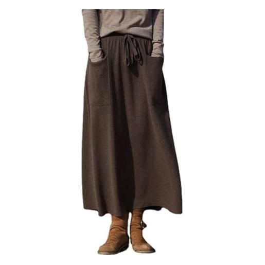 FM2018XSL gonna lana lunga con tasche gonna invernale calda elastico in vita con coulisse comodo gonne plissettata