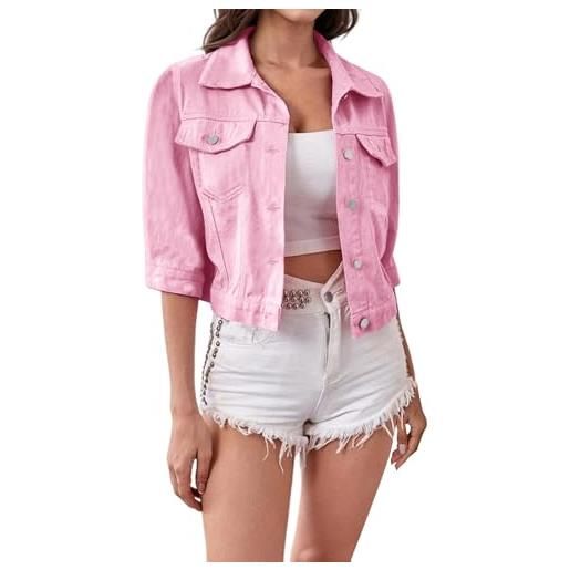 Generisch giacca di jeans da donna a vita corta - giacca corta di jeans da donna elegante per il vestito, giacca estiva da donna, taglie forti, oversize, giacca primaverile, giacca estiva per le mezze stagioni