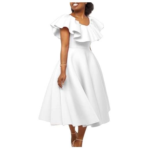 Tcremisa abito da donna elegante con volant per banchetto, estivo, spalle scoperte, plissettato, linea a, abito da sera per feste e balli