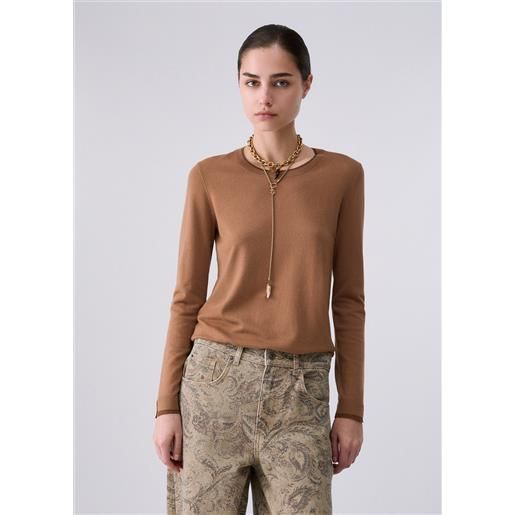 Liu jo maglia con profili lurex®, beige