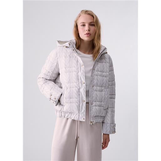 Liu jo giubbotto in nylon stampato, bianco