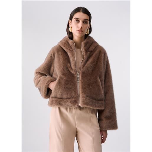 Liu jo giubbotto reversibile in teddy, beige