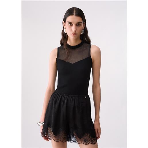 Liu jo top con inserti see-through, nero