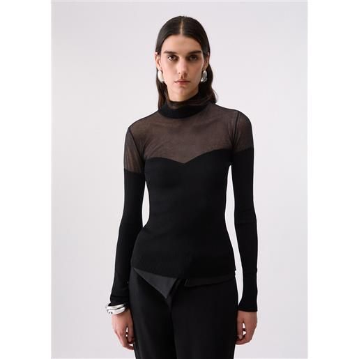 Liu jo lupetto con inserti see-through, nero