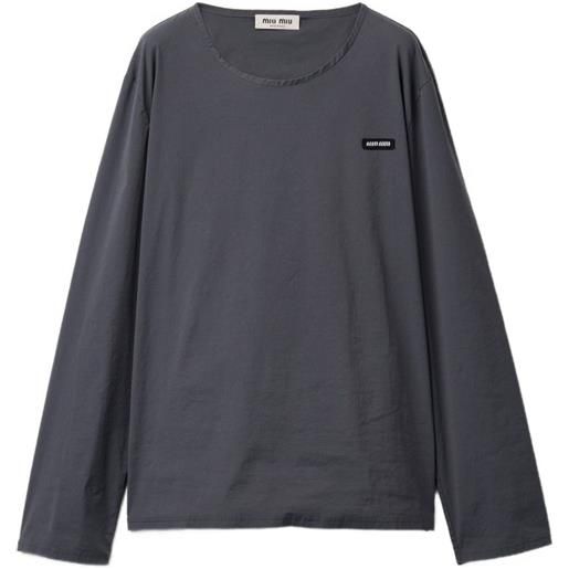 Miu Miu top elasticizzato in popeline - grigio