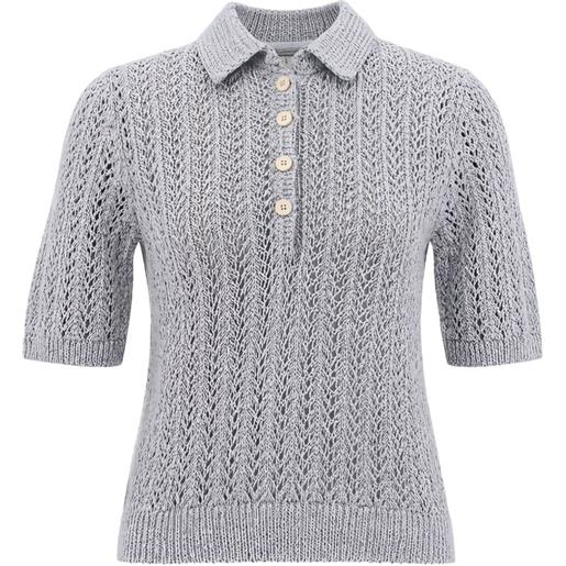 Eleventy polo traforata - grigio