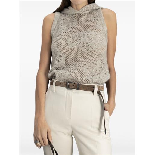Brunello Cucinelli top con paillettes - toni neutri