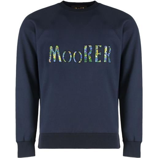 Moorer felpa con ricamo e maniche raglan - blu