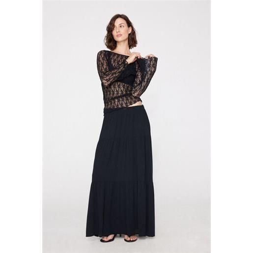 Tezenis maglia manica lunga ampia in pizzo donna nero