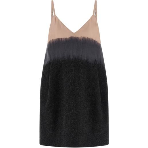 Tela abito corto con design color-block - nero