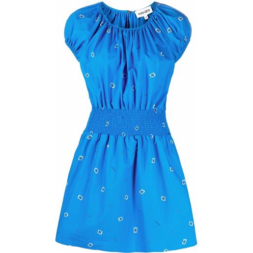 Kenzo abito corto con ricamo - blu
