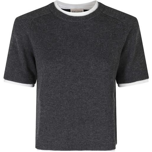 Semicouture maglione aida a maniche corte a strati - grigio