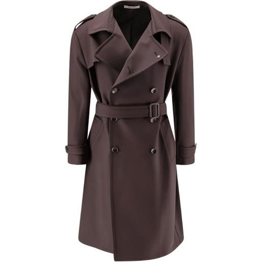 Tagliatore trench doppiopetto in lana vergine con cintura - marrone