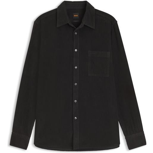 BOSS camicia regular fit in velluto a coste di cotone, nero