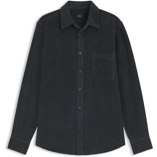 BOSS camicia regular fit in velluto a coste di cotone, blu scuro