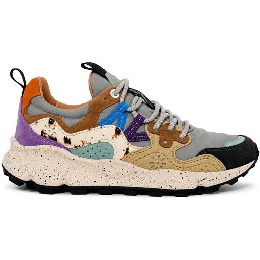 Flower mountain yamano 3 donna sneakers outdoor in pelle e tessuto tecnico dark grey grey zucca