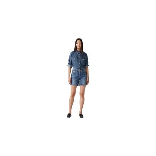 Levi's 501 mid thigh shorts, pantaloncini di jeans, donna, blue beauty, 31w