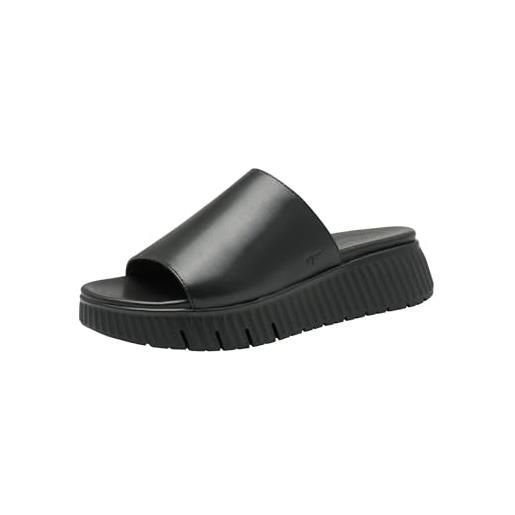 Tamaris comfort pantolette da donna in pelle con plateau, nero (black), 39 eu