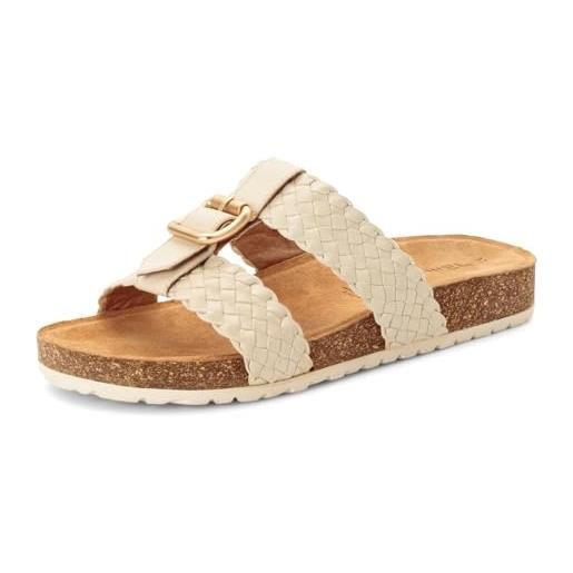 Tamaris pantolette con plantare da donna in pelle piatte beige 38 eu