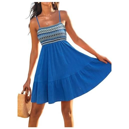 CUPSHE abito estivo da donna, senza maniche, motivo cachemire, con spalline sottili increspate, stile casual, per le vacanze