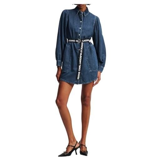 Karl lagerfeld jeans donna puff sleeve denim dress washed dark blue m
