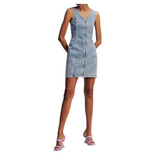 Karl lagerfeld jeans donna v-neck denim dress vintage light blue xl