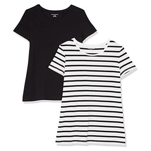 Amazon Essentials t-shirt girocollo a maniche corte da donna in cotone, vestibilità regolare, confezione multipla