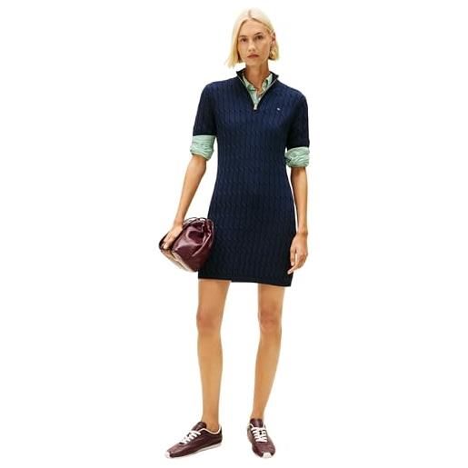 Tommy Hilfiger co cable mid gg shift mk dress ww0ww48444 abito maglione donna (pacco da 1)